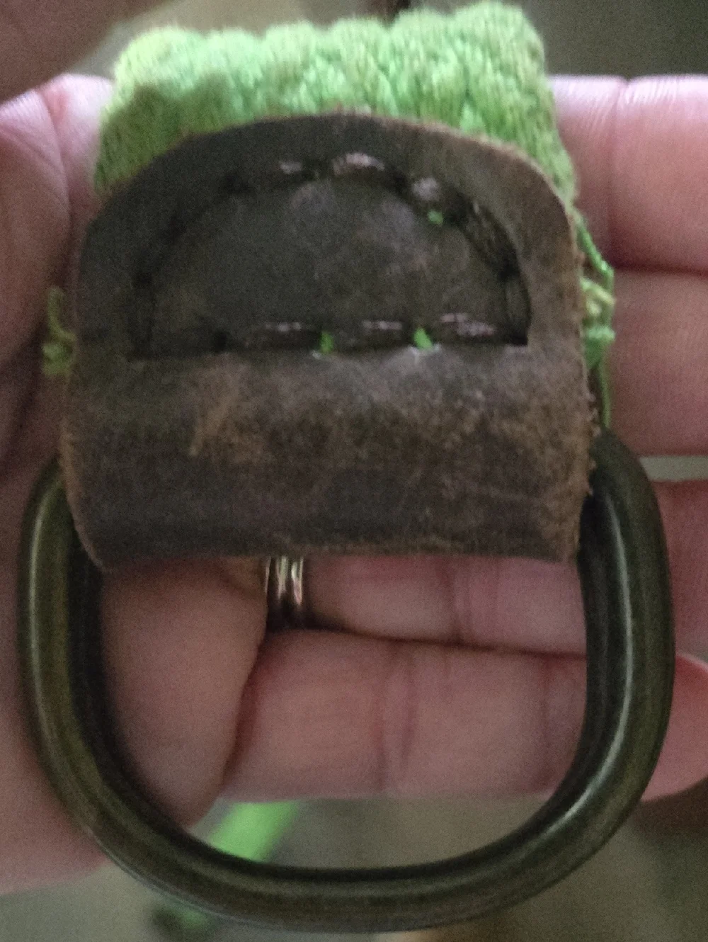RARE Y2K Hollister Bright Green Woven Belt with Metal Double-Ring Buckle